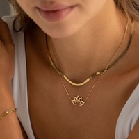 Moda agua lirio flor collar budista flor de loto colgante collar meditación símbolo joyería piedra natal Ganesha collar