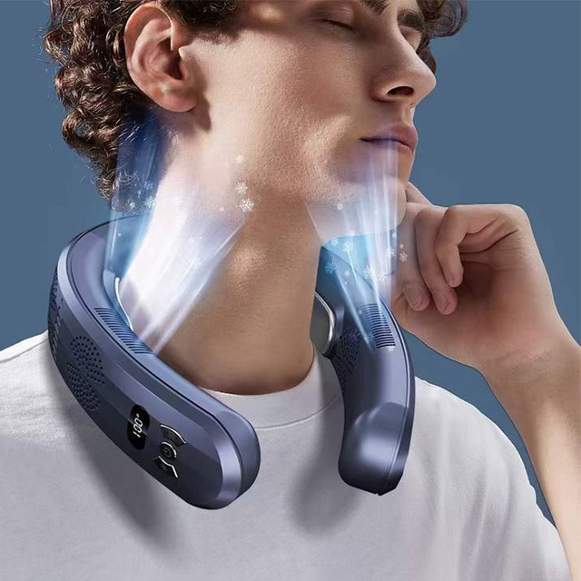 Portable New Bladeless Semiconductor Rechargeable Neck Neck Fan with Cooling Plate air Conditioner Neck Fan
