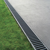 Caniveau de drainage linéaire en composite béton-polymère, anti-corrosion, durable, pour extérieur, avec grille carrée pour tranchée d'évacuation des eaux