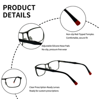 SHIAN SAO39 Monturas de Gafas Metálicas Cuadradas con Aro Completo para Lectura, Aptas para Todas las Formas de Rostro, Lentes de PC, Gafas Ópticas al por Mayor de Jiangxi