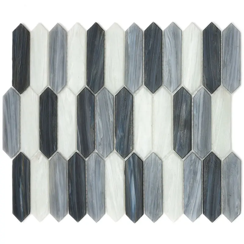 Nouvel arrivage de mosaïque hexagonale longue piquet irisé pour salle de bain, cuisine, carrelage mural en verre