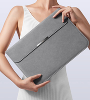 Étui d'ordinateur portable en cuir PU personnalisé, mallette d'affaires 3 en 1 avec pochette pour accessoires