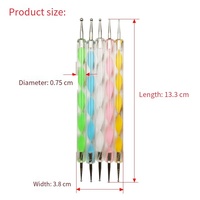 SunelPort Herramientas para Decoración de Uñas, Juego de 5 Bolígrafos de Doble Punta para Acrílico, Varillas Espirales de Plástico, Ganchos Metálicos, Pintura de Flores a Color