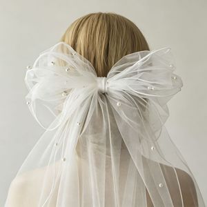 Hot Sale White Light Luxury Wedding Bride <strong>Hai</strong> Clips Princess Elegant Big <strong>Bow</strong> Pearl Spring Clip Hair Accessories - Product Image 3