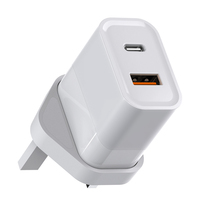 Nouveau produit 2026, prise UKCA EN62368, chargeur rapide pour téléphone portable GaN PD 30W à double port 1A 1C QC3.0 Type-C, haute vitesse