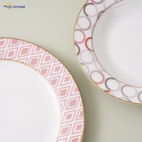 Service de table en céramique et porcelaine moderne jetable de 20 pièces, motif végétal, peint à la main, couleur personnalisée, pour les fêtes, bols, assiettes
