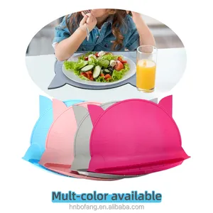 Antiderrapante redondo e irregular BPA livre bebê silicone placemats com comida captura bolsos para mesa de jantar