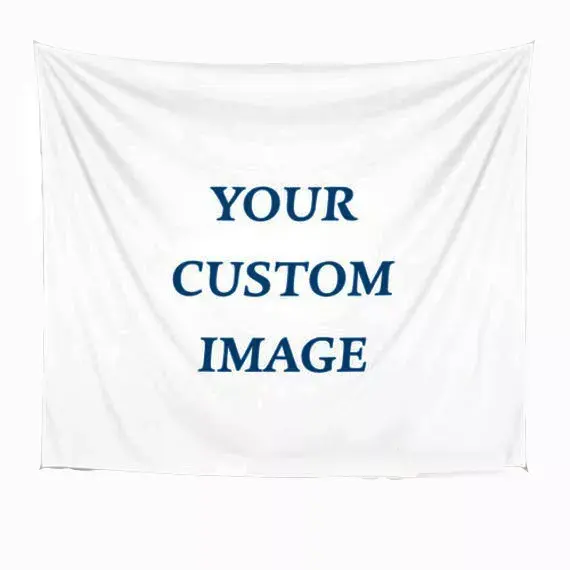 Factory Directly Supply No MOQ Home Room Decorative Wall Hang Logo Printing Polyester Fabric Custom Tapestry