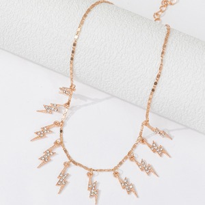 Collier pendentif éclair en alliage de zinc avec zircone cubique sertie pavé, bijoux de fête unisexe - Product Image 3