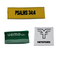 Usine Logo personnalisé Wovel étiquette vêtement vêtements extrémité pli imprimé Satin étiquettes tissées pour vêtements