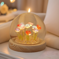 Lampe de nuit en verre en forme de rose à faire soi-même, base en bois, cadeau personnalisé, vente en gros