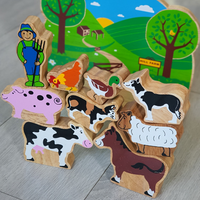 Ensemble de jouets en bois représentant des animaux de la ferme, figurines de personnages d'animaux de la ferme, jouets d'empilage pour tout-petits, jouets éducatifs d'empilage d'animaux pour la maternelle