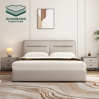 Meubles de chambre à coucher en bois massif de qualité supérieure, lit king size avec base en bois massif, lit rembourré en cuir, lit double moderne de luxe pour villa