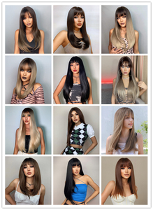 Perruques synthétiques droites à haute température, perruque <span class=keywords><strong>courte</strong></span> résistante à la chaleur, perruques de <span class=keywords><strong>coiffure</strong></span> pour femmes noires et blanches - Product Image 4
