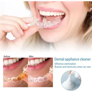 3-en-1 saveur menthe blanchiment des dents élimination des taches retenue prothèse dentaire nuit garde-bouche Invisalign aligneurs mousse de nettoyage