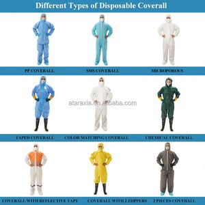 MP <b>Coverall</b> With Tape For Hospital <b>Pink</b> Disposable <b>Coverall</b> Waterproof Full Body Plastic Cleanroom - Product Image 3