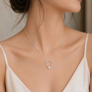 Elegant Womens Minimalist Circle Pendant <b>Necklace</b> <b>Delicate</b> Chain Fashion Jewelry Simple Daily Wear Gift For Women Modern Stylish - Product Image 5