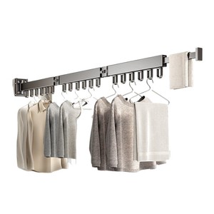 Wall Mounted Retractable Clothes Drying Rod Single Bar Indoor Outdoor Use For Balcony Home Drying Rack - Product Image 5