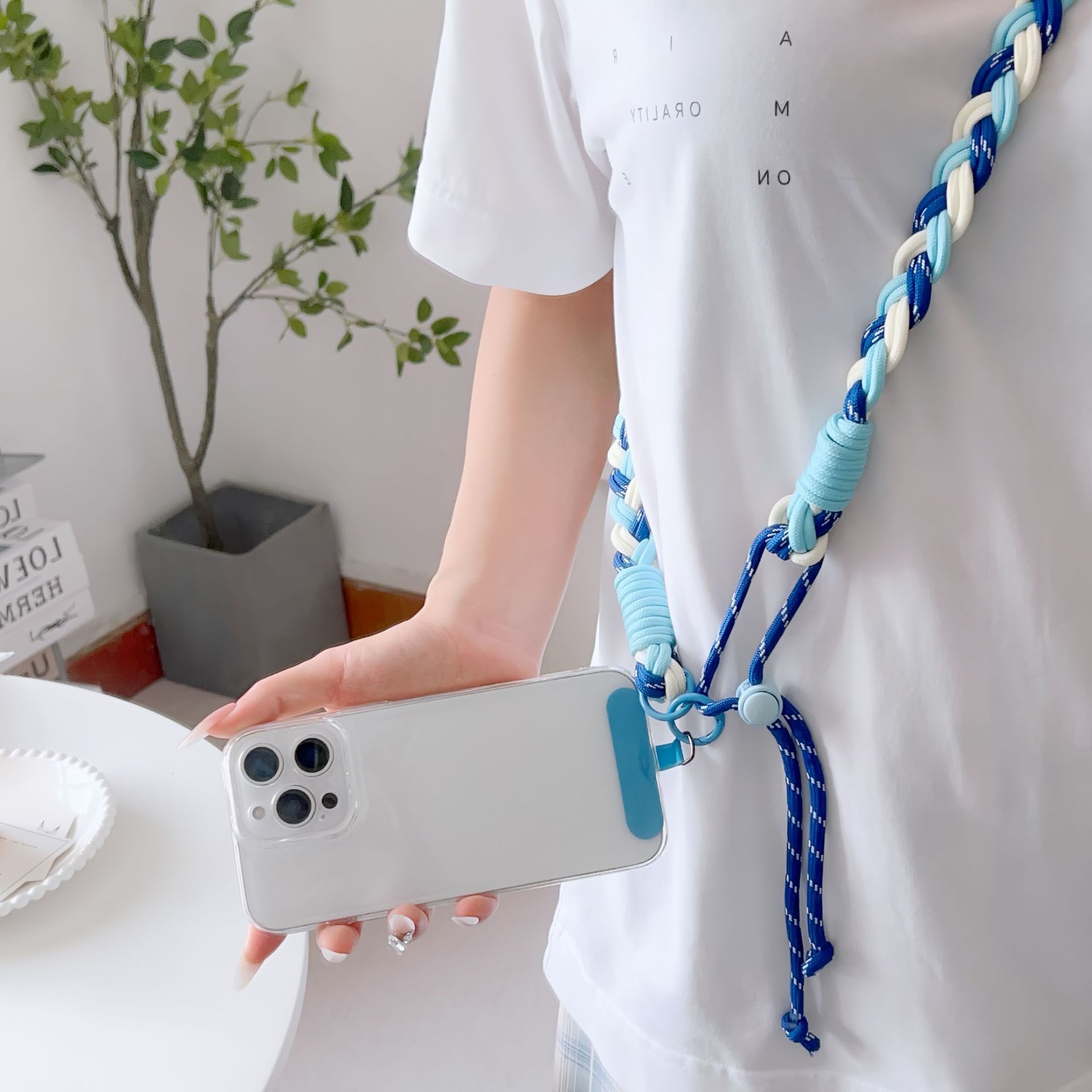 Six Strand Lanyard for Various Pendants Long Rope Color Block with Card Splicing Lock Buckle Shoulder Braided Phone Neck Strap Image 2