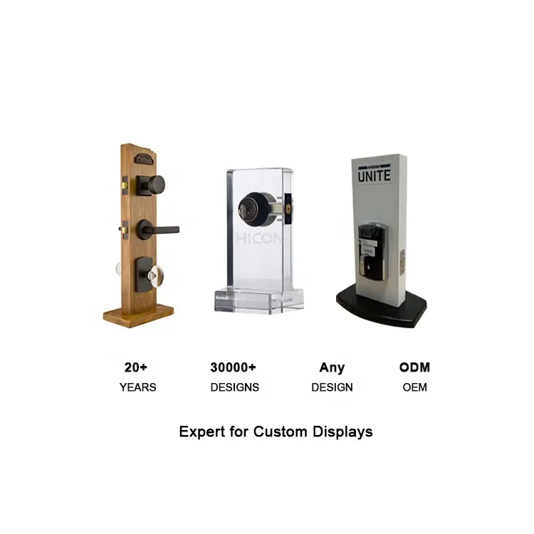 Custom Merchandising Hardware Winkel Metalen Acryl Smart Lock Rack Deurklink Massief Hout Retail Deur Lock Display Stands