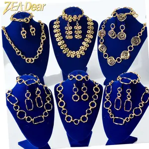 Custom Wholesale Jewellery Fashion Dubai Gold Plated Luxury Bridal Wedding Jewelry Sets Women