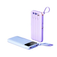 Batterie externe ultra-fine mini 10000 mAh, charge rapide PD22.5W, câbles intégrés pour iPhone, écran LED, chargeur portable