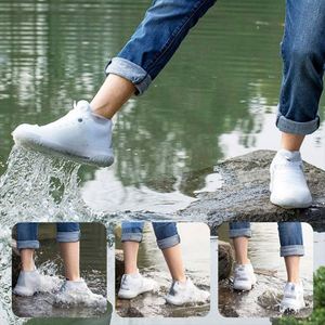 New 1 Pair Waterproof Non-slip Silicone <b>Shoe</b> High Elastic Wear-resistant Unisex Rain Boots for Rainy Day Reusable <b>Shoe</b> Cover - Product Image 3