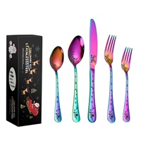 2021 Mới Đến Các Nhà Sản Xuất Thiết Kế Sáng Tạo Thép Không Gỉ Titan Mạ 20 Miếng Bộ Dao Kéo Bộ Quà Tặng Giáng Sinh