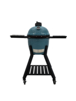 Barbecue Kamado Royal MK16 Pro moderne en céramique, forme d'œuf, finition brillante bleu clair, avec chariot portable pour le camping et l'extérieur