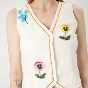 Ensemble 2 pièces pour femmes, haut sans manches en coton 100% confortable à col en V, short, sur mesure OEM - Product Image 2