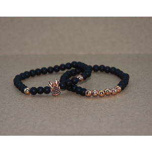 Microinset hecho a mano Zircon Beaded <span class=keywords><strong>Crown</strong></span> Bracelet New Natural Matte <span class=keywords><strong>Black</strong></span> Stone String Fashion Charm Bracelets - Product Image 3