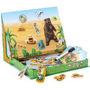 儿童生动动物磁性拼图套装 - 木制旅行玩具，带创意绘画和多功能学习板 - Product Image 2