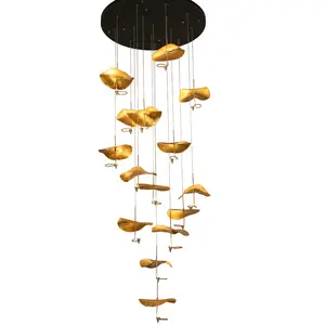 골동품 연꽃은 새로운 디자인을 주도 현대 고급 실내 금속 샹들리에 펜던트 조명 램프 높은 천장