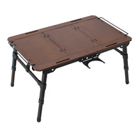 Ensemble table et chaises de camping en alliage d'aluminium, pliable, style néoclassique, mobilier d'extérieur, grain de bois noir, certifié