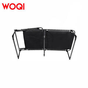Lit de camping Woqi, pliable, inclinable, réglable, en métal noir, 2 places, rectangulaire, pour les voyages et le camping en plein air - Product Image 1