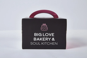 SGP vente en gros de boîtes à pâtisserie jetables en papier kraft récipient alimentaire en papier d'art recyclé avec impression de gaufrage et poignées - Product Image 2