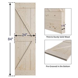 RHETECH nouveau bricolage ensemble de quincaillerie pour porte de grange porte à lamelles en bois de pin pour intérieur/garage écran en fibre de verre en bois massif pour appartements - Product Image 5