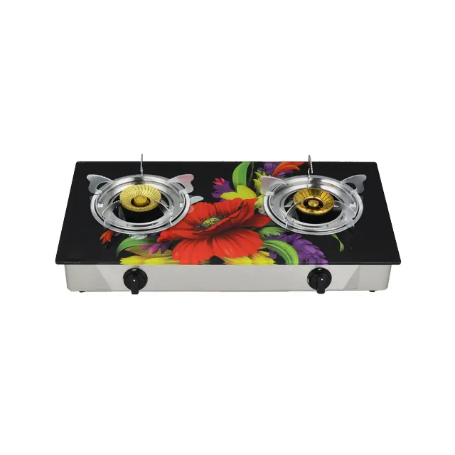 China Explosion sells competitive glass top 2 twin burner gas stoves for home cookware
