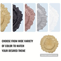 Sous-Assiettes de Présentation Décoratives en Plastique pour Mariage 13 Pouces, Effet Corail Doré, en Acrylique pour Dressage de Table de Mariage en Gros