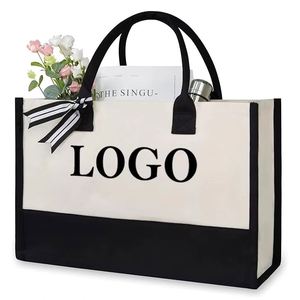 Cross-border Spot-stocked Blank <b>Canvas</b> Tote <b>Bags</b> <b>Large</b> Capacity with Logo Printing Personalized Custom Shopping - Product Image 1