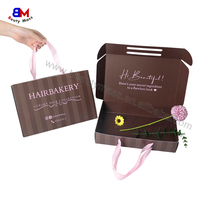 Boîte cadeau en papier artisanal de luxe avec logo personnalisé imprimé, ruban, poignée, pliable, portable, emballage pour extensions de cheveux
