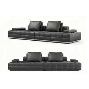 Sofá Seccional Modular Italiano Budapest, Tapizado en Cuero Genuino, Muebles Modernos de Lujo para Sala de Estar de Villa - Product Image 6
