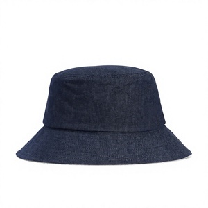<b>Navy</b> Blue Wool Hand Embroidery Ribbon & Rope Bucket <b>Hat</b> Unisex Casual Spring Summer Wide Brim Adult 56-58CM Breathable Style - Product Image 1