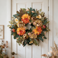 Couronne de fleurs préservées faites à la main, rose éternelle naturelle pour la décoration de la maison, décoration murale de luxe, mariage, Saint-Valentin, remise de diplôme