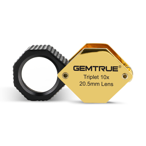 GemTrue DK18003 - Gold and Black 10x Triplet <strong>Diamond</strong> <strong>Loupe</strong> <strong>20.5mm</strong> with Comfortable Rubber Grip for Detailed Grading - Product Image 1