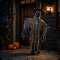 Décoration de sorcière squelette d'Halloween SIPKLR, ornement motorisé pour maison hantée avec bras oscillants et yeux lumineux