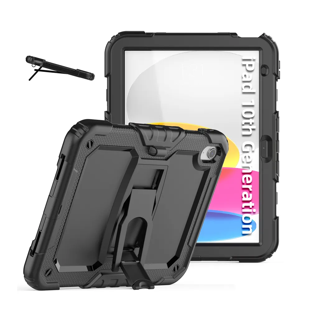 Heavy Duty Tablet Case With Kickstand For iPad 10.9 Inch 2022 10th Generation Shockproof Rugged Hybrid Armor Tablet Cover