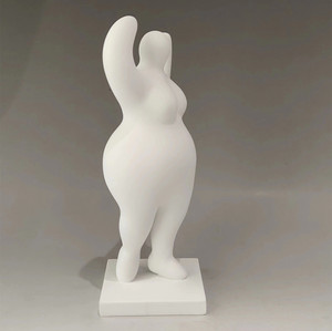 Figura Decorativa <span class=keywords><strong>de</strong></span> Poliresina <span class=keywords><strong>de</strong></span> Mujer Gordita Bailando con <span class=keywords><strong>Yeso</strong></span> Blanco, <span class=keywords><strong>para</strong></span> Pintar DIY - Product Image 2