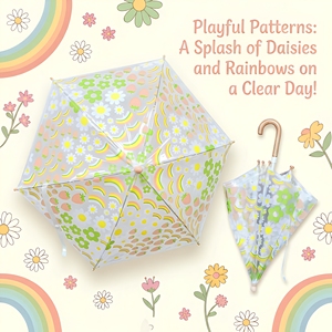 <span class=keywords><strong>Parapluie</strong></span> droit transparent à 8 baleines pour enfants, style frais et mignon, imprimé, idéal pour la rentrée scolaire sous la pluie - Product Image 1