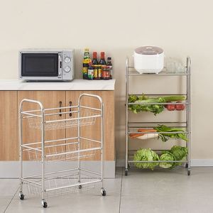 5-Layer Stainless Steel Movable Kitchen <b>Storage</b> Rack Household Metal <b>Vegetable</b> Fruit <b>Storage</b> <b>Basket</b> Stand Kitchen Trolley - Product Image 3
